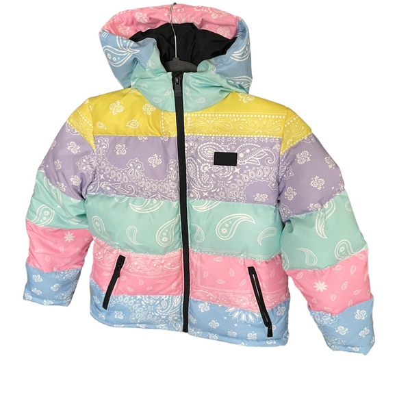 MC2 Saint Barth Girls Hooded Down Jacket In Bandana Print Size 10 NWOT - Picture 5 of 12